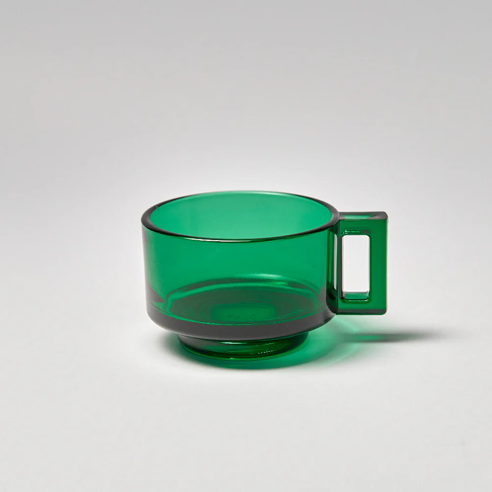 Green Glass Cup w/ Saucer - Image 3